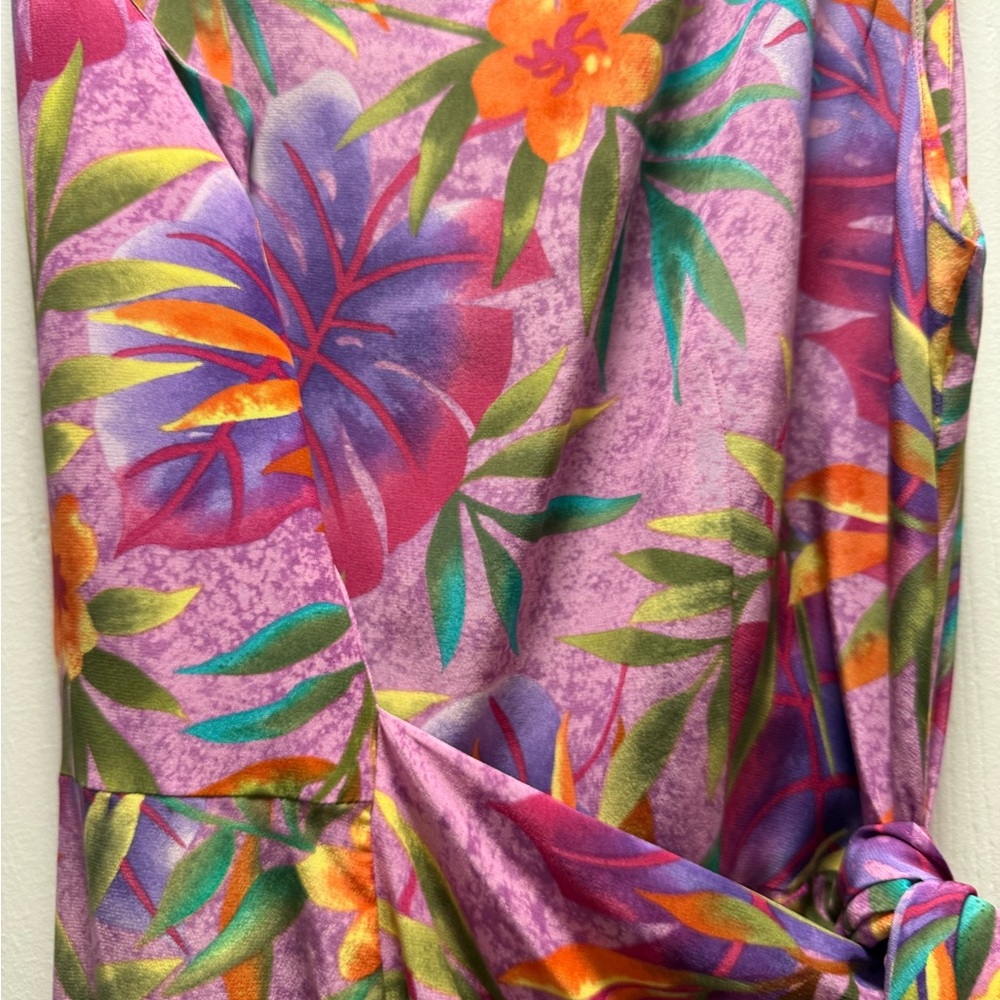 Robbie Bee Purple and Pink Floral Dress 100% Silk - Picture 4 of 8